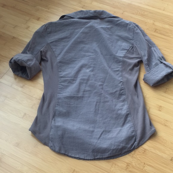 James Perse gray striped 3/4 sleeve button up xs - Picture 2 of 4